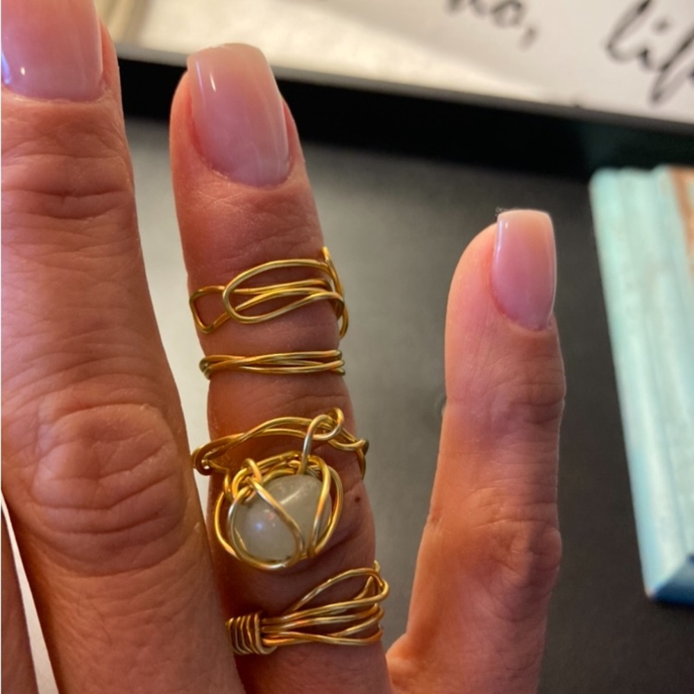 Handcrafted Adjustable Ring With Gold Wrapped In … - image 6